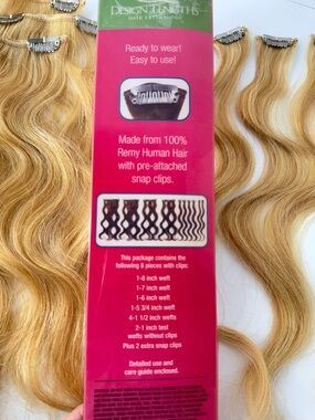 Hair Extensions Blonde Frost 14” Clip Remy Human Hair Golden Highlights 10 Piece